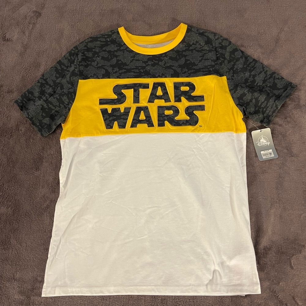 DISNEY WORLD STAR WARS REBEL BLACK & GOLD CAMO T-SHIRT MENS XL